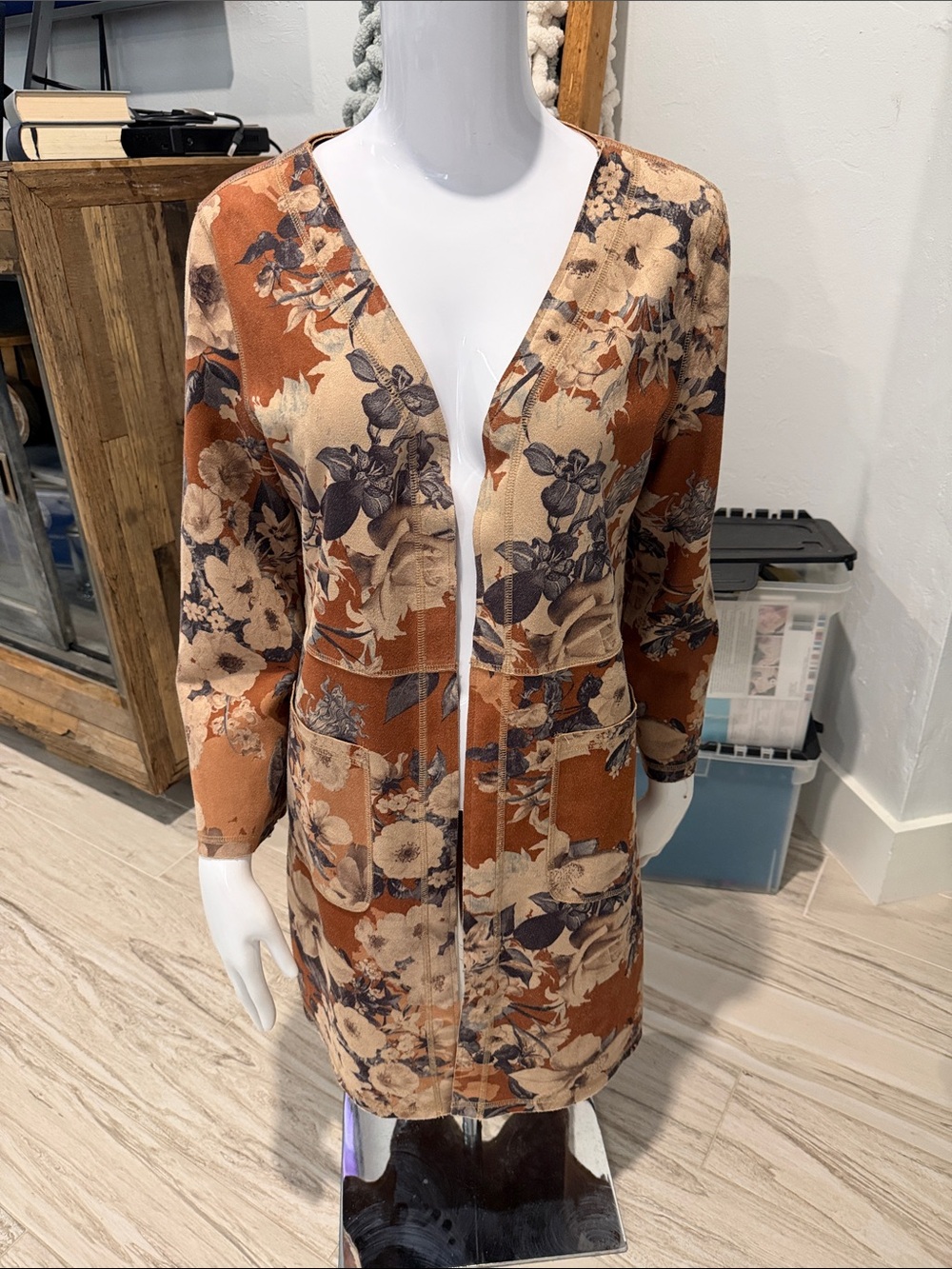 Solitaire Rust Brown Floral Jacket Cardigan